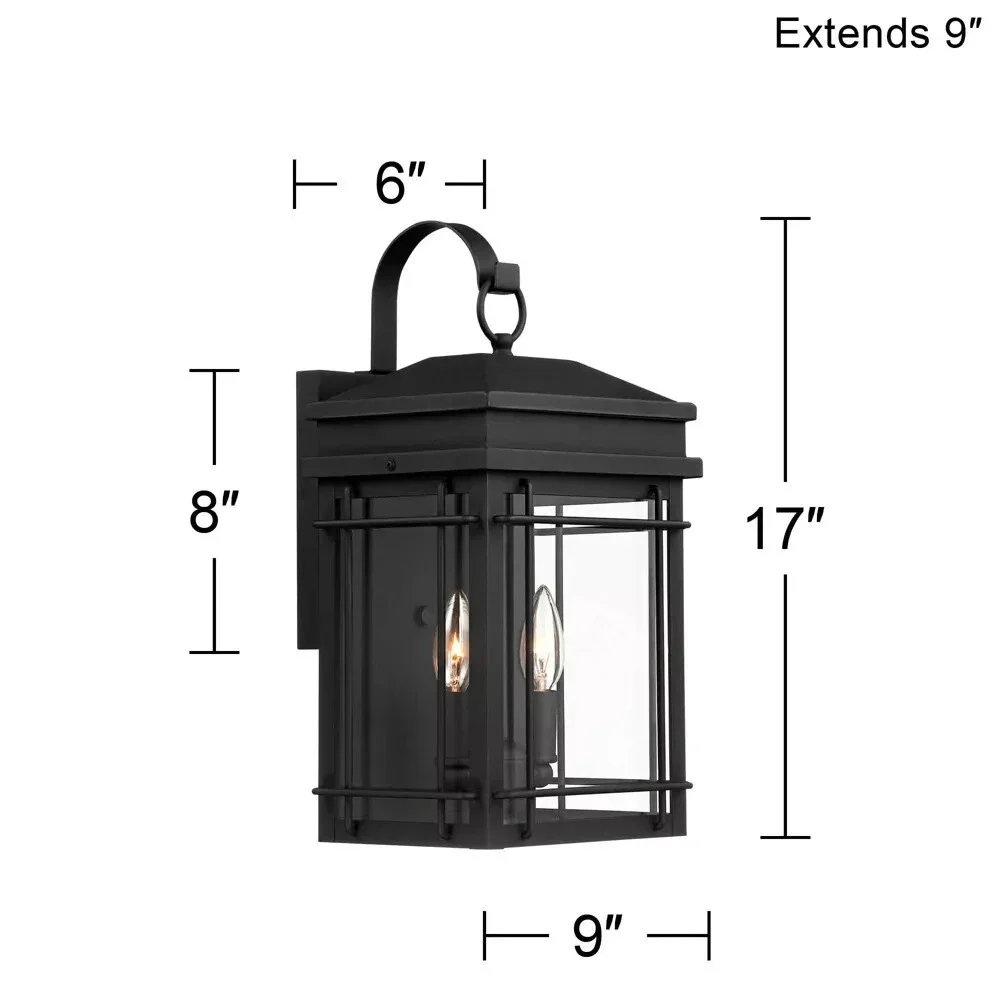 Rotherfield Vintage Outdoor Wall Light Fixture Black Lantern 2-Light 17